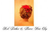 CraftArtEdu Ania Hammam Red Feather and Flower Hair Clip